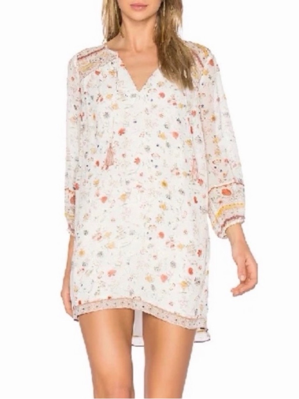 Joie Silk Dress Size S Caftan Vacation Getaway Boho Relaxed 70s Tunic